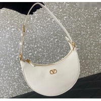 Good Quality Valentino VLogo Signature mini hobo bag in Grainy Calfskin 5012 White 2025