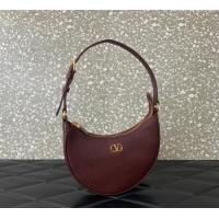 Trendy Design Valentino VLogo Signature mini hobo bag in Grainy Calfskin 5012 Dark Burgundy 2025