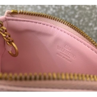 Big Discount Valentino Vlogo Signature Grainy Calfskin Key Ring Pouch VLTN038 Light Pink 2025