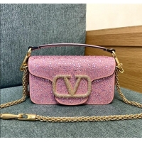 Best Quality Valentino Small Loco Bag with Crystals 1134 Pink 2025