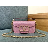 Best Quality Valentino Small Loco Bag with Crystals 1134 Pink 2025