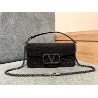 Top Grade Valentino Medium Loco Bag with Crystals 1134 Chocolate/Black 2025