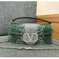 Reasonable Price Valentino Medium Loco Bag with Crystals 1134 Green 2025