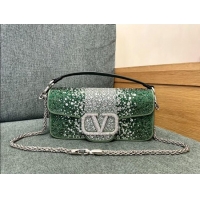Reasonable Price Valentino Medium Loco Bag with Crystals 1134 Green 2025