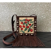 Good Quality Valentino Garavani Nellcote Small Shoulder Bag In Jacquard Raffia With Cherryfic Pattern 2034 Brown 2025
