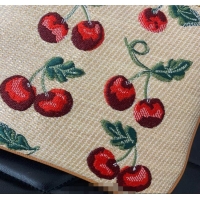 Super Quality Vlogo Signature Pouch In Jacquard Raffia With Cherryfic Pattern VLTN036 2025