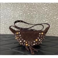 Best Quality Valentino Nellcote Belt Bag in Suede with Studs 2039 Brown 2025