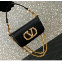 Top Grade Valentino Garavani Loco Small Shoulder Bag In Calfskin Leather With Jewel Logo 5053 Black 2025