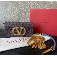 Top Grade Valentino Garavani Loco Small Shoulder Bag Embroidered With Jewel Logo 5081 Blue 2025