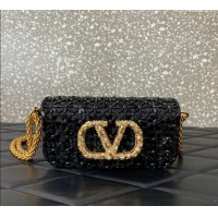 Good Looking Valentino Garavani Loco Small Shoulder Bag Embroidered With Jewel Logo 5081 Black 2025