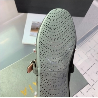 Top Quality Alaia Ballet Flats with Silver-Tone Spheres in Suede Black 1223021