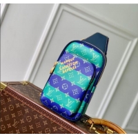 Promotional Louis Vuitton Mens Avenue Slingbag PM Bag in Blue Stripes Monogram Heritage Canvas M26419 2025