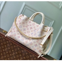 Super Quality Louis Vuitton Bella Tote Bag in Mahina Perforated Calfskin M15116 Dream Cream White 2025