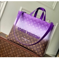 Buy Fashionable Louis Vuitton Shopper Tote MM bag in Canvas M13923 Brown/Purple 2025