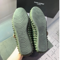 Unique Style Alaia Ballet Flat in Suede with Strass Dark Green 1223024