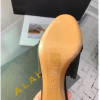 Grade Quality Alaia Heel Slides Sandal in Openwork Leather Black 1223031
