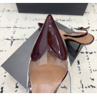 Luxury Alaia Le Cœur Heart Slingback Pumps 10.5cm in PVC and Patent Leather Burgundy 1223039