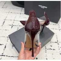 Top Design Alaia Le Cœur Heart High Pumps 10.5cm in PVC and Patent Leather Burgundy 1223042