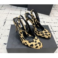Sumptuous Alaia Decollete Slingback Pumps 10.5cm in Leopard Print Haircalf Yellow 1223043
