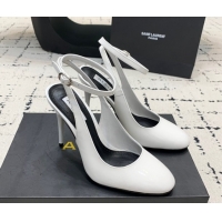 1:1 aaaaa Alaia Decollete Slingback Pumps 10.5cm in Patent Calfskin White 1223045