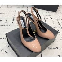 Stylish Alaia Decollete Slingback Pumps 10.5cm in Patent Calfskin Nude 1223047