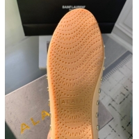Best Grade Alaia Leather Ballet Flat with Silver-Tone Toe and Studs Yellow 1223058