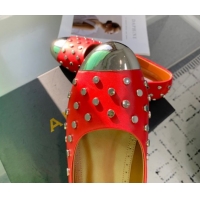 Most Popular Alaia Leather Ballet Flat with Silver-Tone Toe and Studs Red 1223059