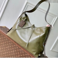 New Design Louis Vuitton Carryall Vibe MM Bag in Lamb leather M14268 Dark Kaki 2025