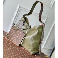 New Design Louis Vuitton Carryall Vibe MM Bag in Lamb leather M14268 Dark Kaki 2025