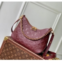High Quality Louis Vuitton Boulogne Shoulder bag in Embossed Grained Leather M25827 Grenat Red 2025