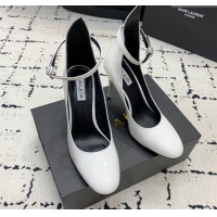 Low Cost Alaia Decollete Pumps 10.5cm in Patent Calfskin with Ankle Strap White 1223061