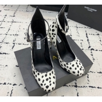 Unique Style Alaia Decollete Pumps 10.5cm in Printed Haircalf with Ankle Strap Black/White 1223064
