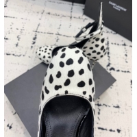 Unique Style Alaia Decollete Pumps 10.5cm in Printed Haircalf with Ankle Strap Black/White 1223064