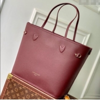 New Design Louis Vuitton Neverfull Inside Out MM M25663 Monogram/Wine Red 2025