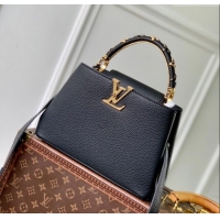 Luxury Cheap Louis Vuitton Capucines IVY PM Bag in Grained Leather M14976 Black 2025