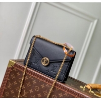 Top Quality Louis Vuitton Wallet On Chain Rosy Mini bag in Grained Leather M13569 Black 2025