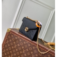 Top Quality Louis Vuitton Wallet On Chain Rosy Mini bag in Grained Leather M13569 Black 2025