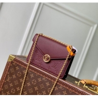 Super Quality Louis Vuitton Wallet On Chain Rosy Mini bag in Grained Leather M25814 Garnet Red 2025