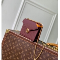 Super Quality Louis Vuitton Wallet On Chain Rosy Mini bag in Grained Leather M25814 Garnet Red 2025