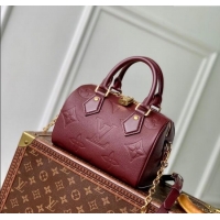 Luxury Cheap Louis Vuitton Speedy Bandouliere 20 Bag in Monogram Empreinte Leather M25929 Garnet Red 2025
