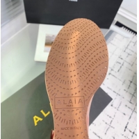 Top Grade Maison Alaia Criss Cross Wedge Pumps 14.5cm in Patent Calfskin Nude 0219007