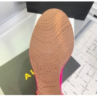 Unique Style Maison Alaia Criss Cross Wedge Pumps 14.5cm in Satin Neon Pink 0219009