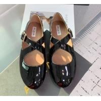 Best Product Maison Alaia Criss Cross Ballet Flats in Patent Calfskin Black 0219011