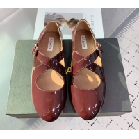 Purchase Maison Alaia Criss Cross Ballet Flats in Patent Calfskin Brown 0219012