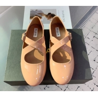 Good Product Maison Alaia Criss Cross Ballet Flats in Patent Calfskin Nude 0219013