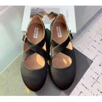Popular Style Maison Alaia Criss Cross Ballet Flats in Satin Black 0219014