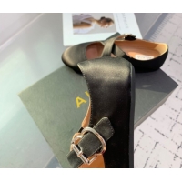 Popular Style Maison Alaia Criss Cross Ballet Flats in Satin Black 0219014