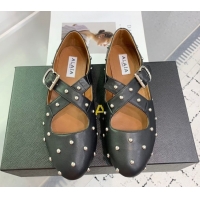 Best Price Maison Alaia Criss Cross Ballet Flats in Calfskin and Studs Black 0219021