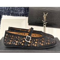 Perfect Alaia Ballet Flat in Openwork Suede Black 50224053