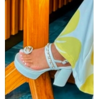 ​Buy Discount Chanel Slide Sandal Heel 11cm With Buckle Strap CH8523 White 2025